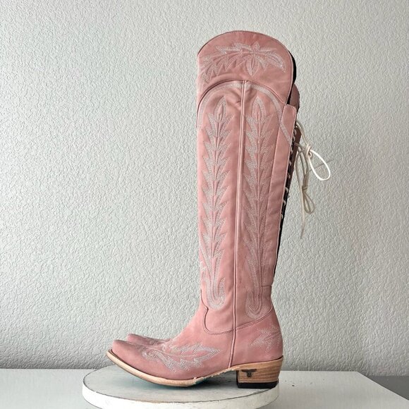 Lane LEXINGTON Over the Knee Womens Cowboy Boots 7.5 Pink Western Cowgirl Tall - Picture 4 of 16